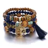 Bedelarmbanden 4 stks/set Bohemen Levensboom Bedelarmband Set Voor Vrouwen Handgemaakte Houten Kralen Ketting Bangle Grils Fashion Party Juweel Dhgfi