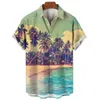 Camicie casual da uomo 2024 Camicia Coconut Tree T-shirt moda manica corta stampata in 3D fresca e traspirante Hawaiian Beach