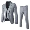 Pakken 3 stks trouwpak mannen Korean Slims Men Business Suit jas Vest Pant Formal Suit Tuxedo Bruidegompak Long Mouw Gentleman Outfit