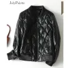 Jackets Julypalette 90% White Duck Down Real Sheepskin Jackets Black Casual Women Winter Zipper Genuine Leather Warm Coats Size M5XL