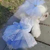 Ropa para perros Encantador mascota cachorro vestido de princesa de lujo azul claro rosa moda lentejuelas bowknot vestidos de tutú de boda para ropa pequeña