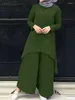 Ubranie etniczne Zanzea moda Dubai Turcja Abaya Hidżab garnitury 2pcs solidne muzułmańskie zestawy kobiet wyprzedzenie damskie swobodne luźne spodnie do islamu