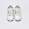 Dave Bella Children's Leather Shoes Girls White Flat Shoes Spring Non-Slip Födelsedagar Fest Princess Shoes for Kid DB1247925 240304