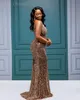 2024 ASO EBI Rose Gold Mermaid Prom Dress Lace Pärled Evening Formal Party Second Reception 50th Birthday Engagement Gowns Dresses Robe de Soiree ZJ116