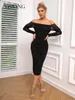 Feestjurken Yissang off-shoulder bodycon-jurk met ruches en pailletten