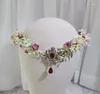 Klipsy do włosów Woodland Fairycore Crystal Tiara Elf Hairband Elven Crown dla kobiet