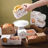 100pcs Cartoon Food Wrapping Paper Box Deli Toast Bread Thick Egg Sand Hamburger Breakfast Packaging Boxes 240223