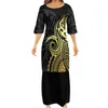 Vestidos de festa 2024 verão Samoa Puletasi Tatau Padrão Maxi Vestido Meia Manga Top Saia Terno Camisa Curta Mens