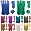 Vests HiTie Silk Mens Vest Tie Set Suit Waistcoat Sleeveless Jacket Necktie Hanky Cufflinks Wedding Office Royal Blue Green Burgundy