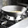 Armazenamento de cozinha 2x universal wok pan suporte rack anel/metálico tamanho inferior redondo para fogão a gás fritar panelas