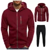 Hommes automne hiver 2 pièces ensemble Patchwork à manches longues à capuche haut 2 pièces Jogging Costume vêtements de sport survêtement survêtements 240307