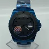 2021 Nuevo reloj para hombre Bisel de cerámica negro SUB Relojes Chapado en azul brillante Acero inoxidable Relojes mecánicos automáticos para hombre 40 mm MAD298A