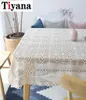 Toalha de mesa de crochê de renda branca, toalha de mesa retangular de algodão para casa el têxtil decorZBTC017D3 2106262949970