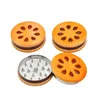 Cookie Metal Grinder Orange Shape 55mm Biscuit Herb Grinder Crusher 2 Layer Dried Flowers Herbs Home Funny Gift for Men