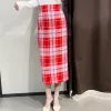 Юбка женская красная клетчатая с высокой талией длинные юбки Traf офисное женское летнее платье одежда модная одежда средней длины Kawaii сексуальное мини
