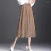 Jupes taille haute printemps à pois Tulle femmes élégante jupe longue femme mode coréenne mi-mollet dame maille P379