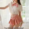 Vestidos de trabalho menina estudante jk uniforme feminino lingerie japonês doce xadrez cosplay trajes mini saia blusa conjunto babydoll vestido