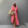 Hendek hoodies ceket yaz şifon kravat boyası baskı siyah renk şık hırka bir düğme uzunluğunda robe flowy örtbaslar boho göçebe pelerin pelerin