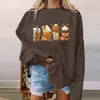 Dameshoodies Halloween Sweatshirt Gekleurde Spooky Vier Pompoenen Grappige Herfst Dames Trui met lange mouwen Truien Top