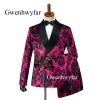 Suits Gwenhwyfar Black Flower Printed Velvet Men Suit Slim Fit Wedding Peacock Green Suits for Men Prom Groom Tuxedo Jacket with Pants