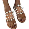 Praia moda 2024 58 pérola conjunto-toe chinelos de verão sandálias planas femininas europa flip flops senhoras plus size 43 sapatos 301