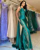 Sexy smaragdgroene prom -jurken illusiezijde pailletten avondjurken plooien formele rode loper lange speciale ocn jurk 0516