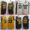 Iowa Hawkeyes 22 Caitlin Clark Basketbol Formaları Koleji Sarı Siyah Erkek Ed Jersey