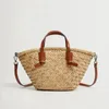 Casual vime tecido cesta sacos rattan mulheres bolsas verão praia palha grande capacidade tote grande ombro crossbody saco 2024 240306