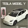 Diecast Model Cars Diecast Model 1 24スケールTesla Y Roadster Alloy Car Metal Vehicle Toy Models Collection Simation Sound Light for Ki Dhxur