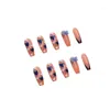 False Nails 24Pcs Love Heart Printed Nail Glue Type Removable Long Paragraph Fashion Drop Delivery Dh67K