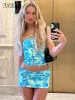 Suits FSDA Y2K Print Beach Two Piece Set 2022 Strapless Corset Crop Top och minikjol Sexig kvinnor Set Club Party Outfits