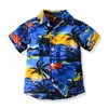 Verão crianças roupas meninos camisa de manga curta havaiano pai e filho floral algodão casual cardigan combinando roupas de família