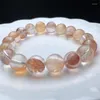 リンクブレスレット天然赤い火の石英hematoidブレスレットジュエリー女性のための男性Fengshui HealingWealth Beads Crystal Gifts 1PCS 11mm