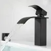 Bathroom Sink Faucets Basin Faucet Black Waterfall Mixer Tap Brass Stainless Steel And Cold