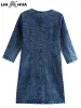 Robes LIH HUA femmes grande taille robe en jean haute élasticité automne coton tissé décontracté robe de mode