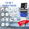 15 I 1 multifunktion hydrafacial aqua peeling mikrodermabrasion syre ansiktsmassager maskin, hydrodermabrasion jet skalutrustning för skönhetssalong