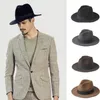 2 große Größe 100 % Wolle Herren Filz Trilby Fedora Hut für Gentleman breite Krempe Top Cloche Panama Sombrero Cap Größe 56-58 Größe 59-61 cm Y19304Z