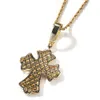 Collane con ciondolo croce gotica ghiacciata Collana di gioielli hip-hop Ciondolo croce religioso placcato oro 18k per uomo donna