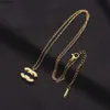 Lyxdesigner märke dubbel bokstav hänge halsband kedja guld pläterad crysatl strass tröja newklace för kvinnor bröllop jewerlry tillbehör gåva