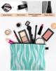 Torebki kosmetyczne abstrakcyjna linia gradientowa blok kolorów pokręcona zielona torba makijażu Women Essentials Organizator przechowy