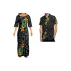 Party Dresses Custom Polynesian Clothing Half Sleeve Top Skirt Suit Samoan Puletasi Set Ptaha Maxi Dress Match Mens Shirt