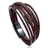 Charm Bracelets 2024 Fashion Man Leather Bracelet Braided Thread Braslet Multi-layer Magnet Brazalete For Hombre Gift Husband Pulseira