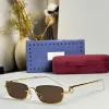 2024 Women Fashion Brand GG1278S Solglasögon Designer Metal Half Frame Rainbow Lens Modern Fashion Street Style Solglasögon med låda