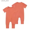 Jumpsuits Kids Tales Bamboo Fiber Summer Newborn Baby Jumpsuit Baby Boy Girl Clothes Short Sleeve Baby Zipper Romper Soft New Born Onesies L240307