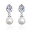 Boucles d'oreilles à clous en forme de poire avec fausse perle, bijoux de luxe pour mariée, mariage, Design moderne, pour femmes, fête