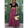 Summer Casual Women's Printed Long kjol med gummibälte Hem semester kjol 182 184