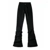 Jeans femininos Reddachic Casual Black Black Ruched Flare Women Strety