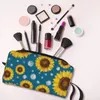 Cosmetic Bags Custom Fashion Sunflower Flower Travel Bag Women Floral Makeup Toiletry Organizer Lady Beauty Storage Dopp Kit