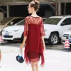 Dress Bikoles 2023 Summer O Neck Half Sleeve Solid Women's Casual Black Sexy Lace Patchwork Irregular Elegant Party Ladies Midi Dress