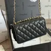 Klasyczna kawiorowa skóra kawiorowa Woc Accordion Torby na ramię Multi Pochette z złotym Lucky Charm GHW Crossbody torebki z zamkiem Zipper TELEFON CARD PORTES TURSE 19x10CM